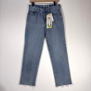 NWT REWASH Womens Mid Rise Button Fly Jeans Distressed Hem Streetwear Sz 5/27